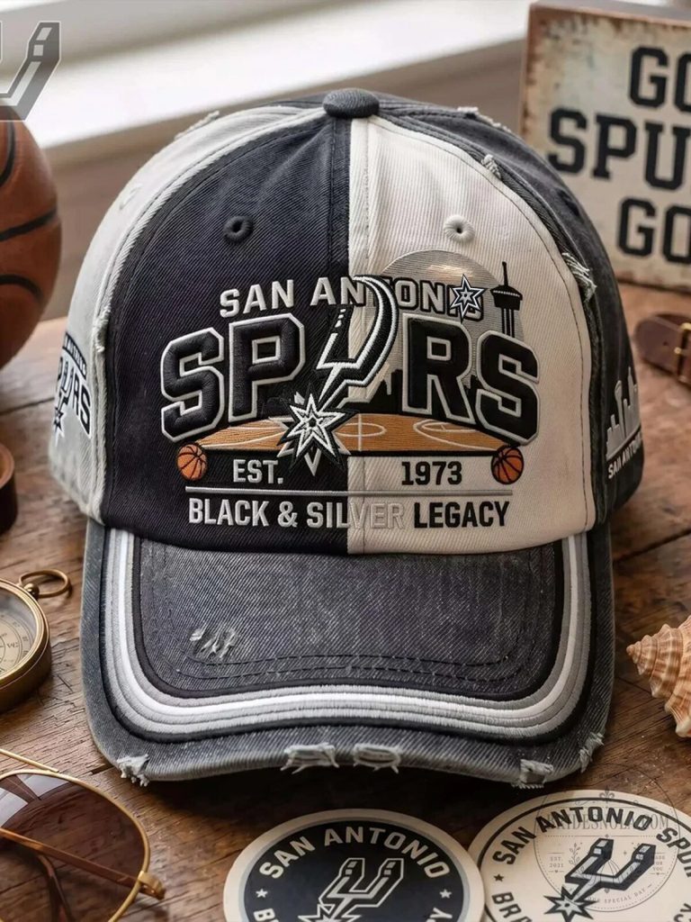 San Antonio Spurs Black and Silver Legacy Basketball Cap Hat