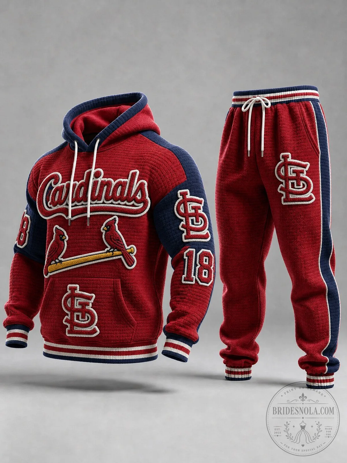 St. Louis Cardinals Embroidered Textured Hoodie and Sweatpants Set