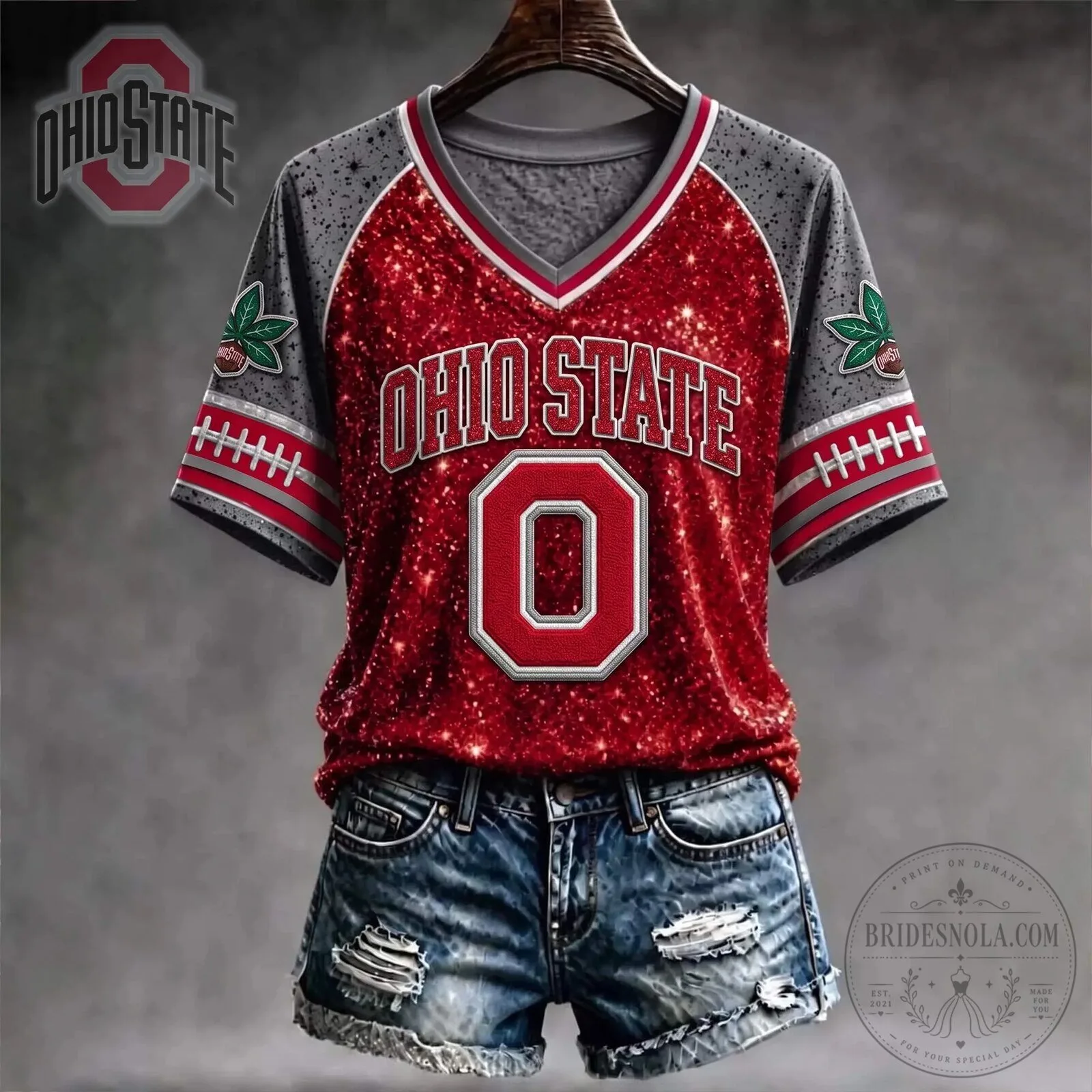Ohio State Buckeyes Sparkle Sequin Football Jersey