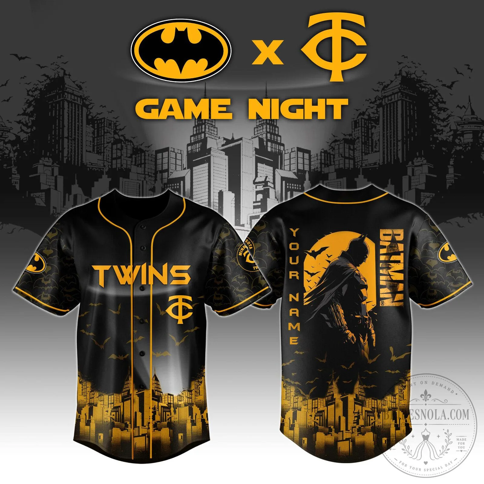 Batman Minnesota Twins Baseball Jersey Game Night Apparel