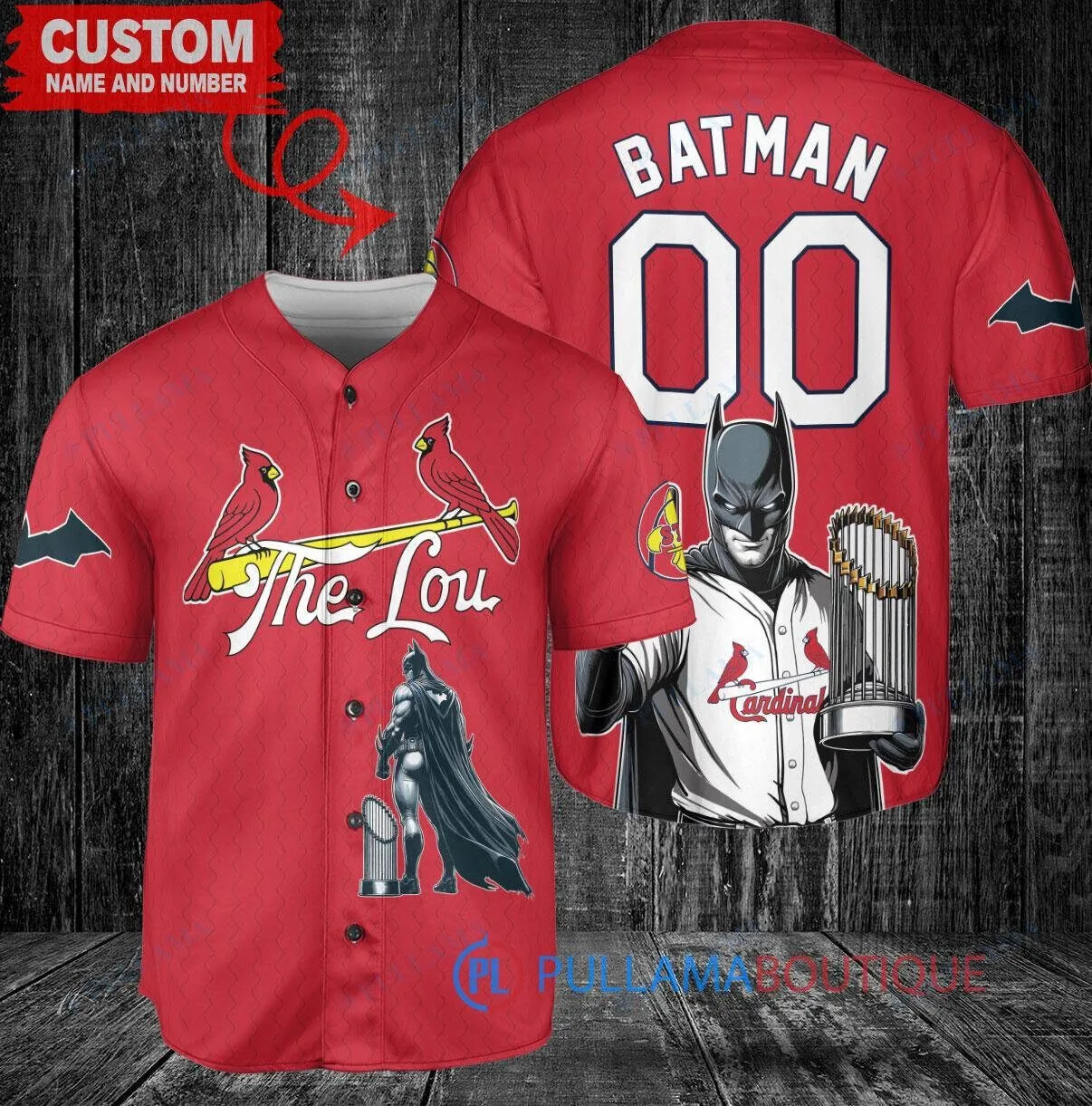 Batman St. Louis Cardinals World Series Champions Custom Baseball Jersey