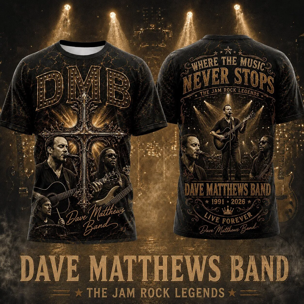 Dave Matthews Band Rock Band Shirt, Jam Rock Legends Concert T-Shirt