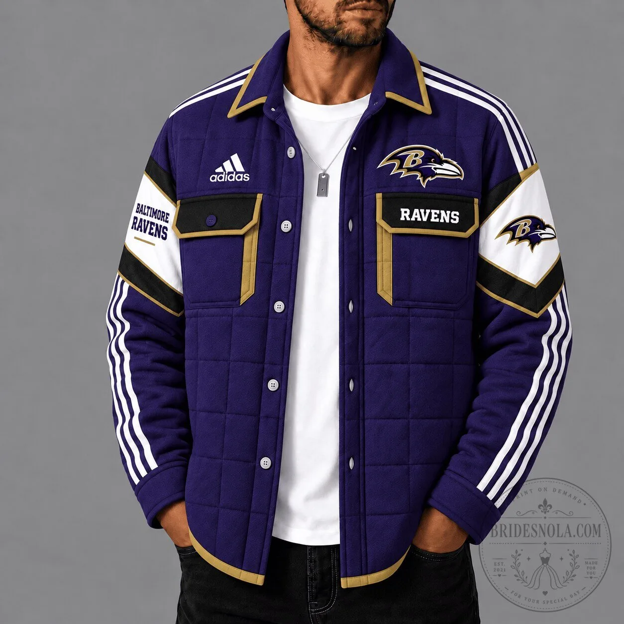 Baltimore Ravens NFL Football Team Quilted Jacket for Men and Women