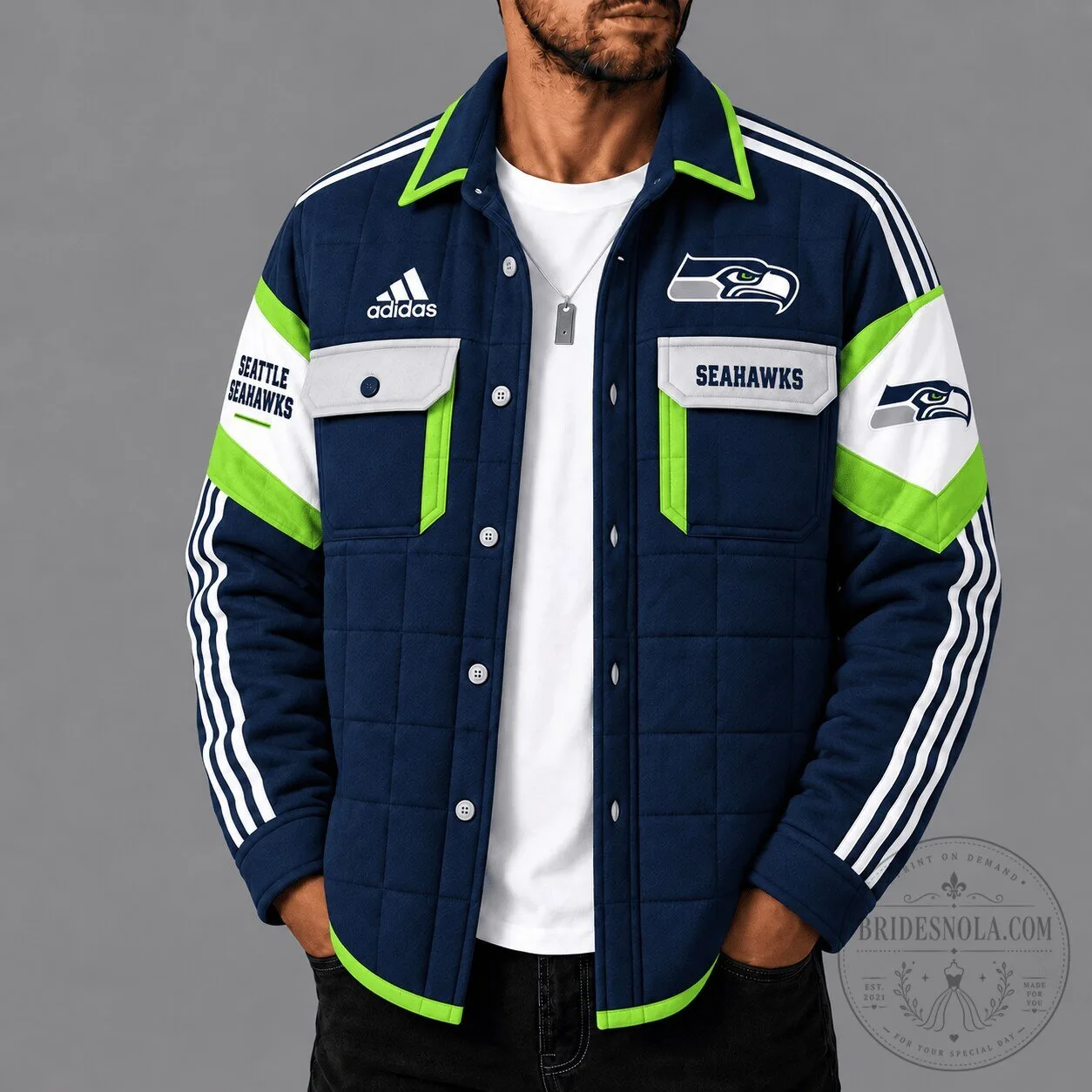 Seattle Seahawks NFL Football Team Quilted Jacket for Men