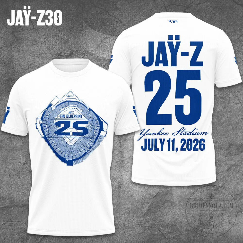 Jay-Z The Blueprint 25th Anniversary Yankee Stadium White T-Shirt