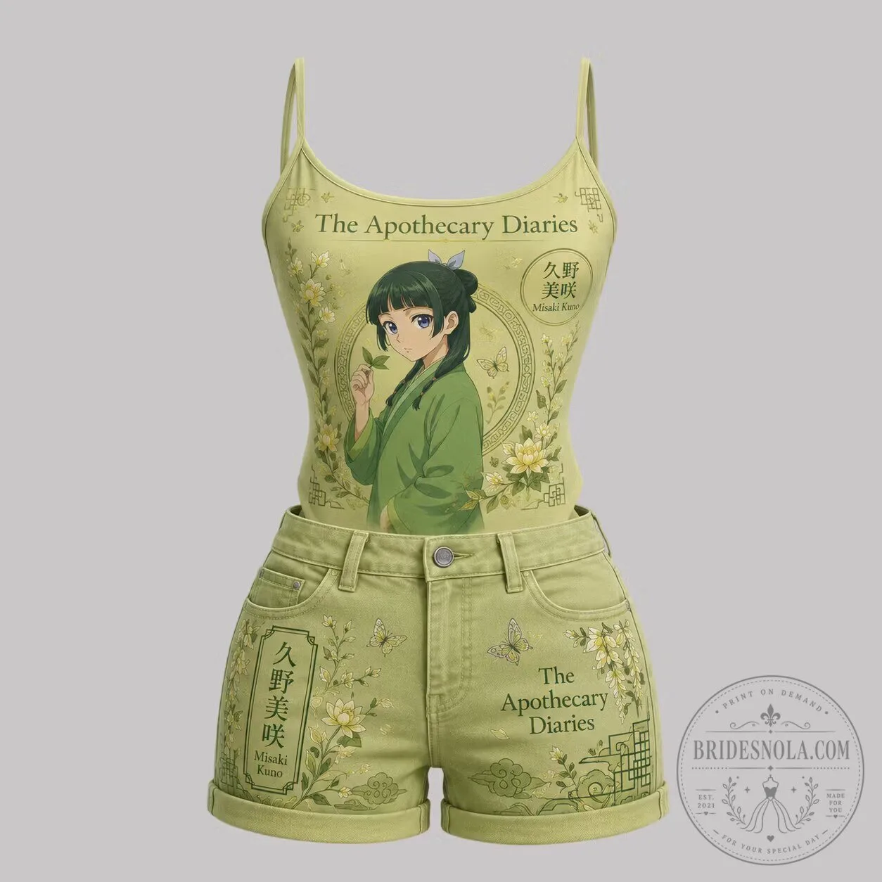 The Apothecary Diaries Misaki Kuno Anime Character Bodysuit and Shorts Set