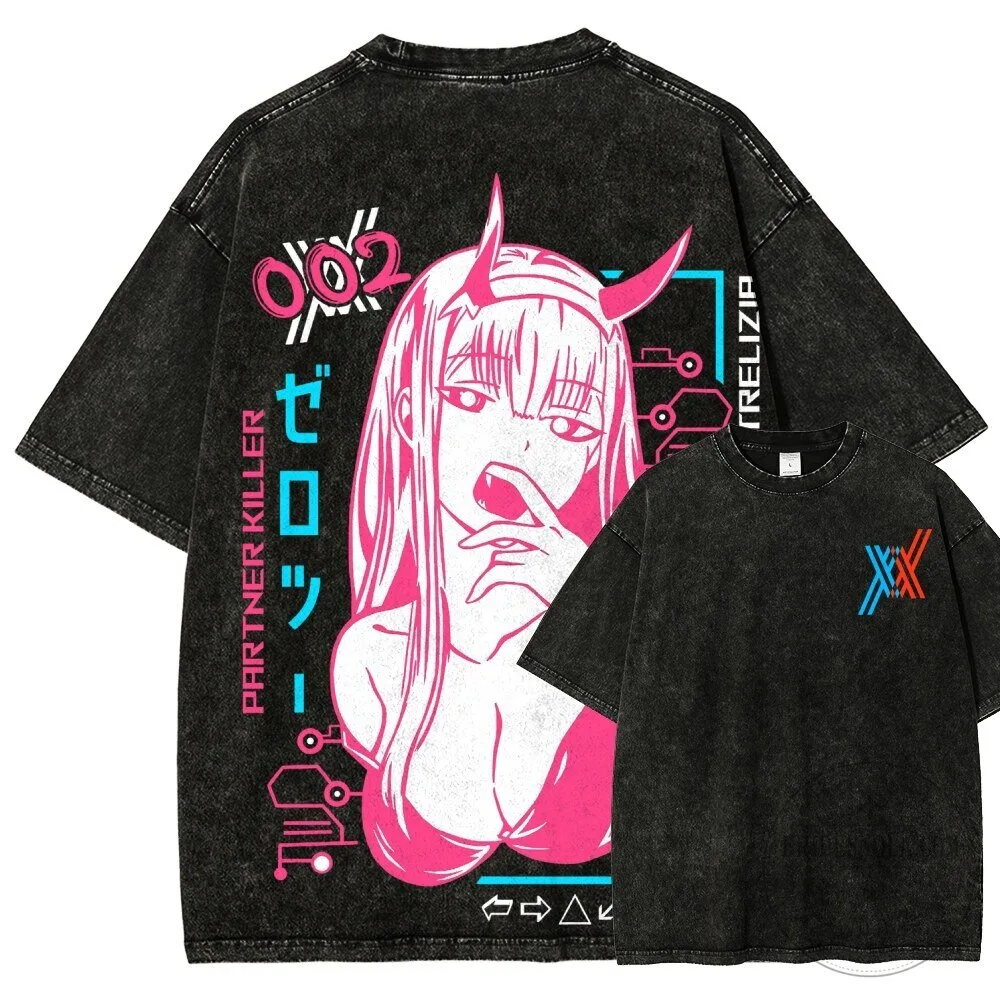 Darling in the Franxx Zero Two Partner Killer Anime Washed T-Shirt