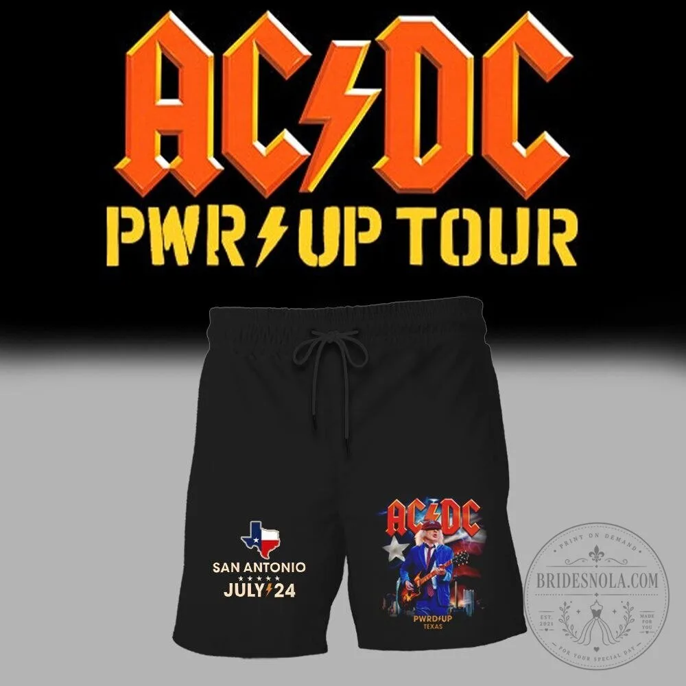 AC/DC Power Up Tour 2024 San Antonio Texas Concert Black Athletic Shorts