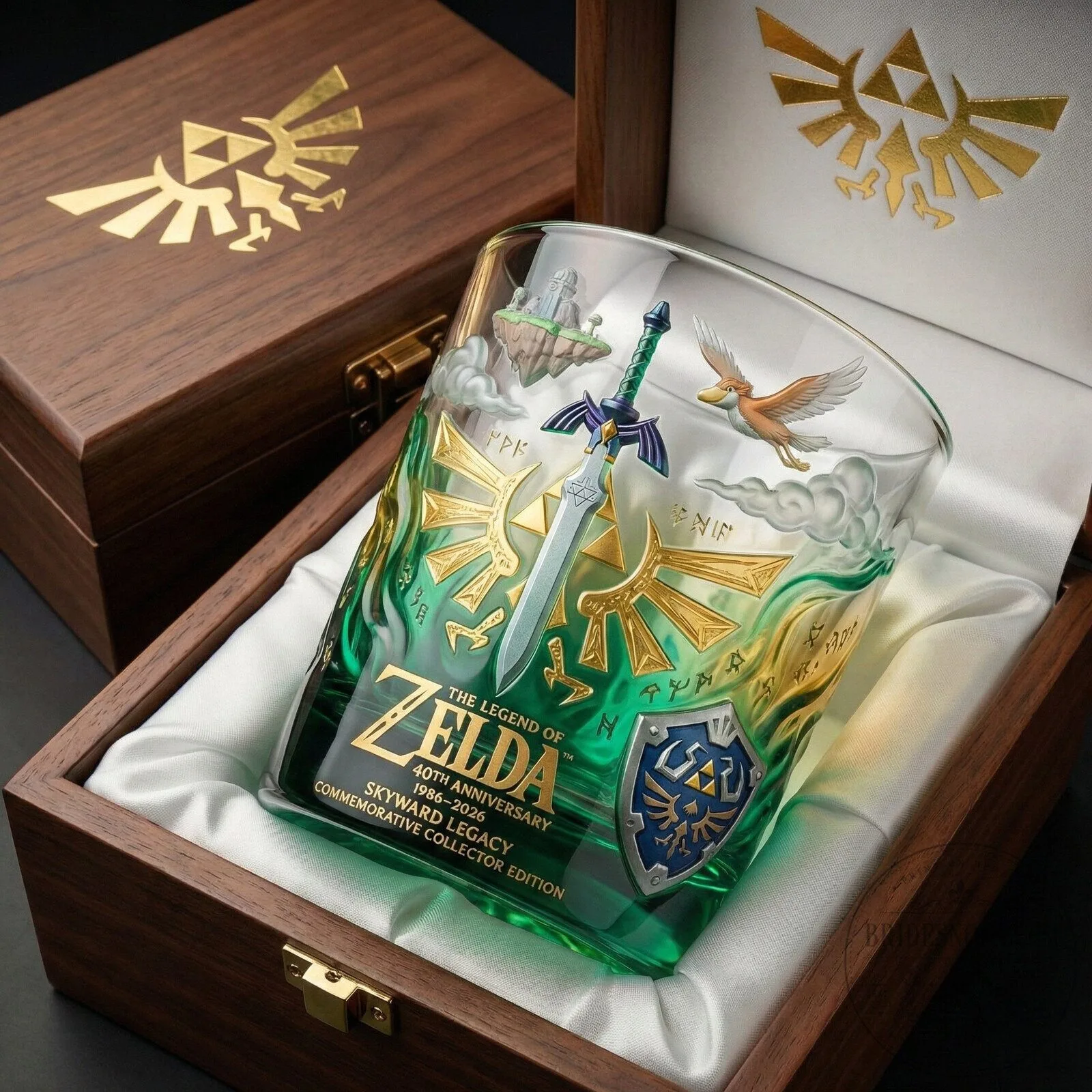 The Legend of Zelda Skyward Legacy 40th Anniversary Commemorative Drinking Glass