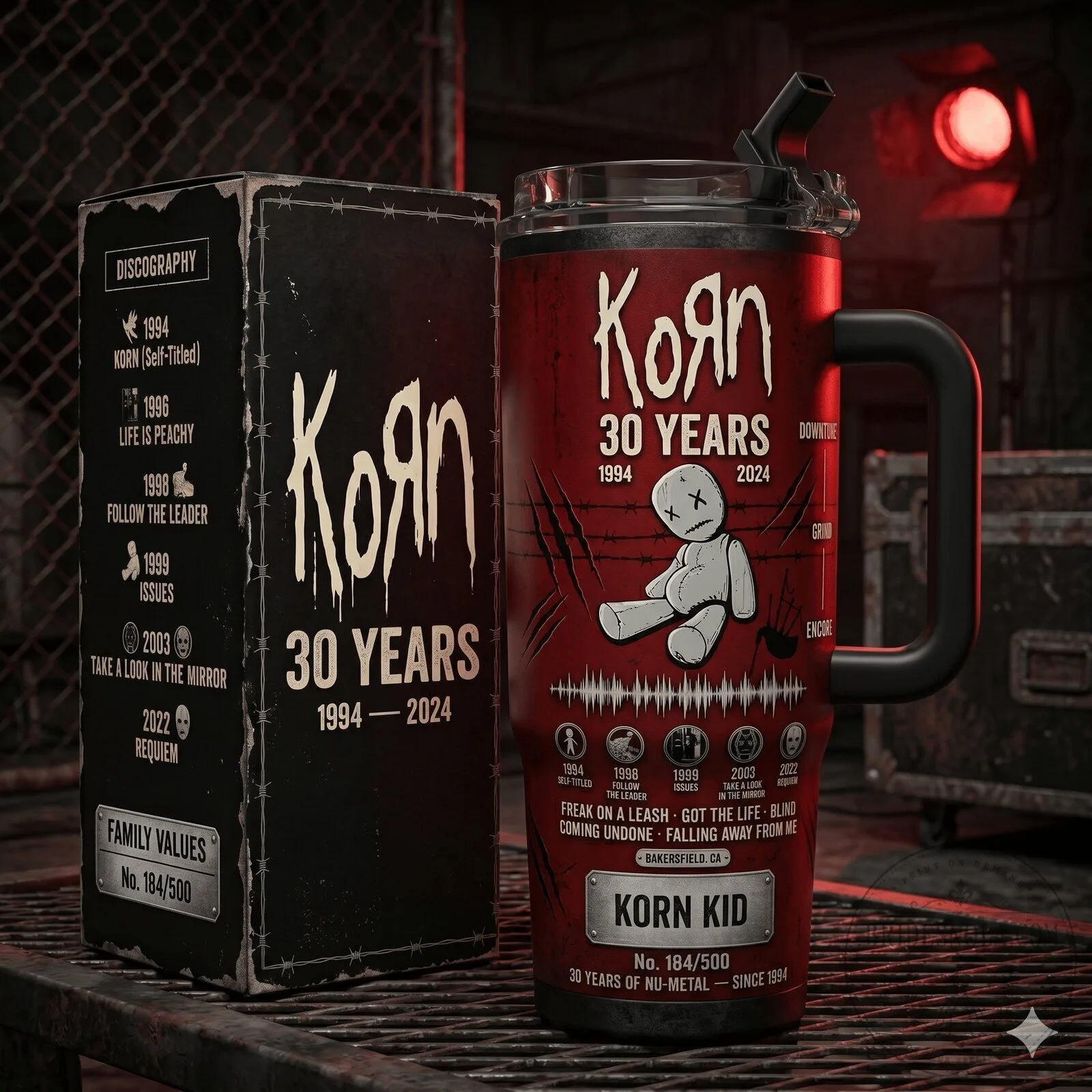Korn 30 Years Nu-Metal Discography Insulated Stainless Steel Tumbler