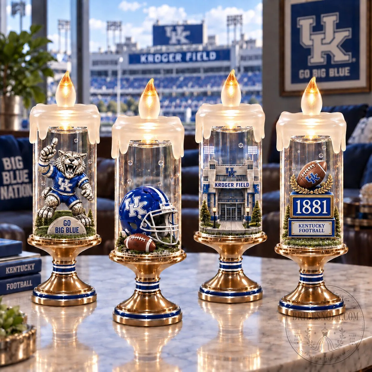 Kentucky Wildcats Football Team LED Candle Ornament Set