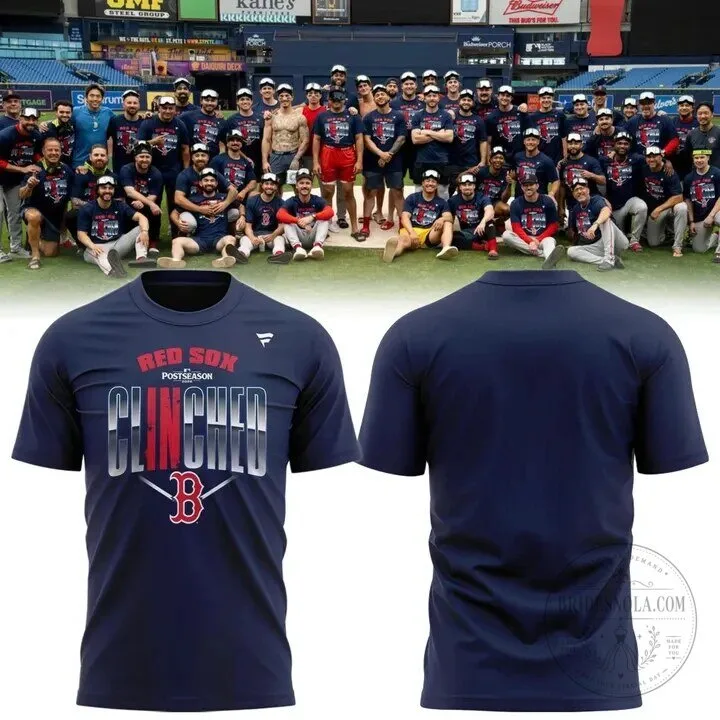 Boston Red Sox 2026 Postseason Clinched Navy Blue Fan T-Shirt