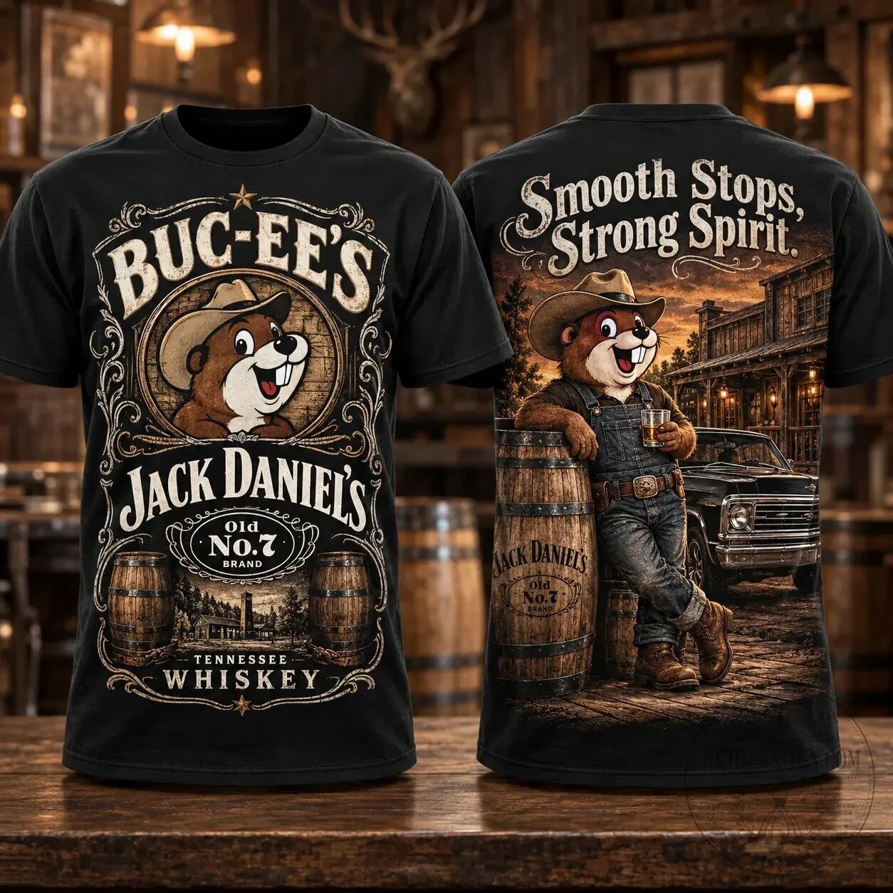 Buc-ee's Jack Daniel's Tennessee Whiskey Smooth Stops Strong Spirit T-Shirt