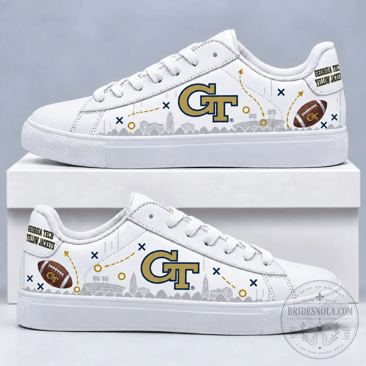 Georgia Tech Yellow Jackets NCAA White Low-Top Sneakers