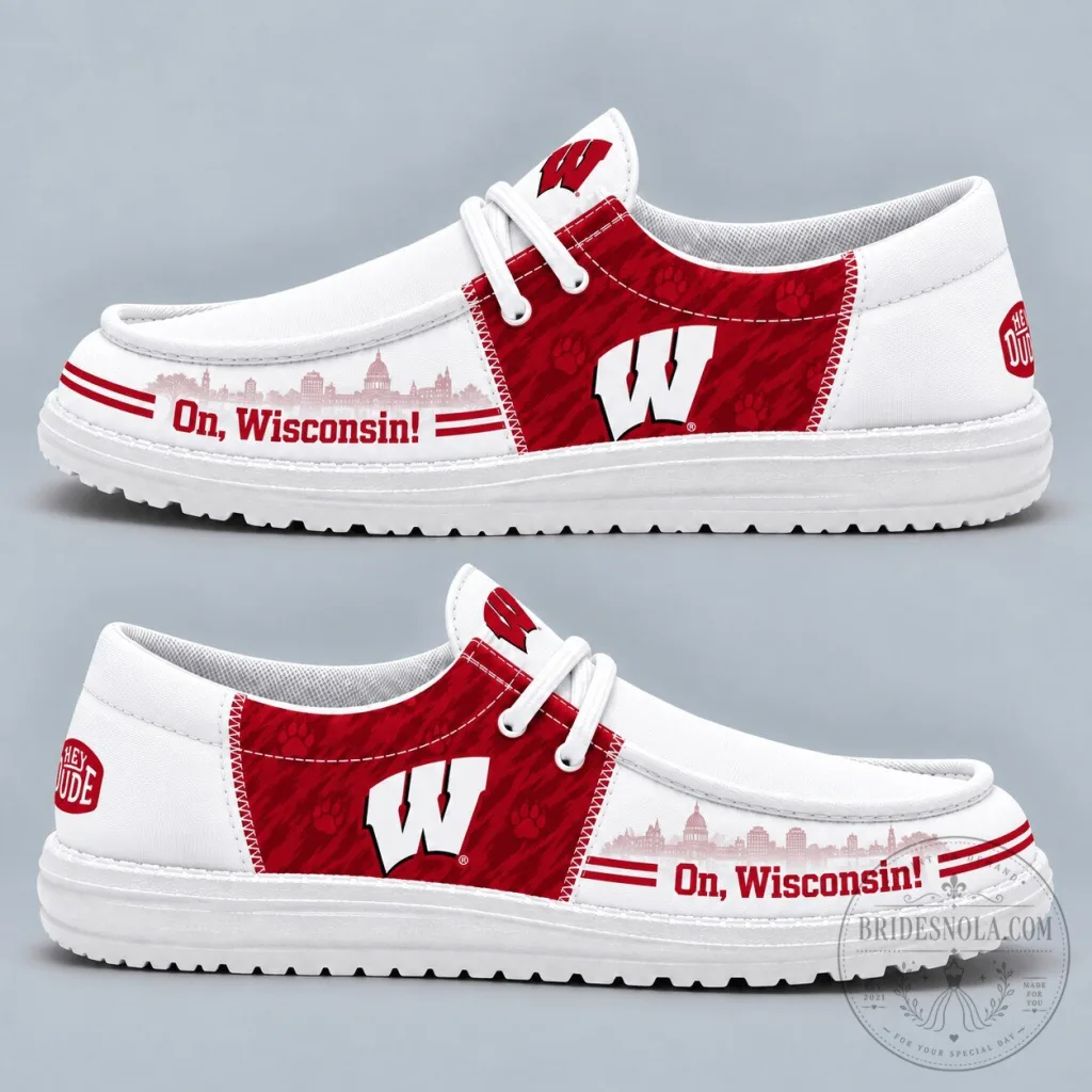 Wisconsin Badgers Football Team Fan Slip-on Shoes Wisconsin Badgers Football Team Fan Slip-on Shoes