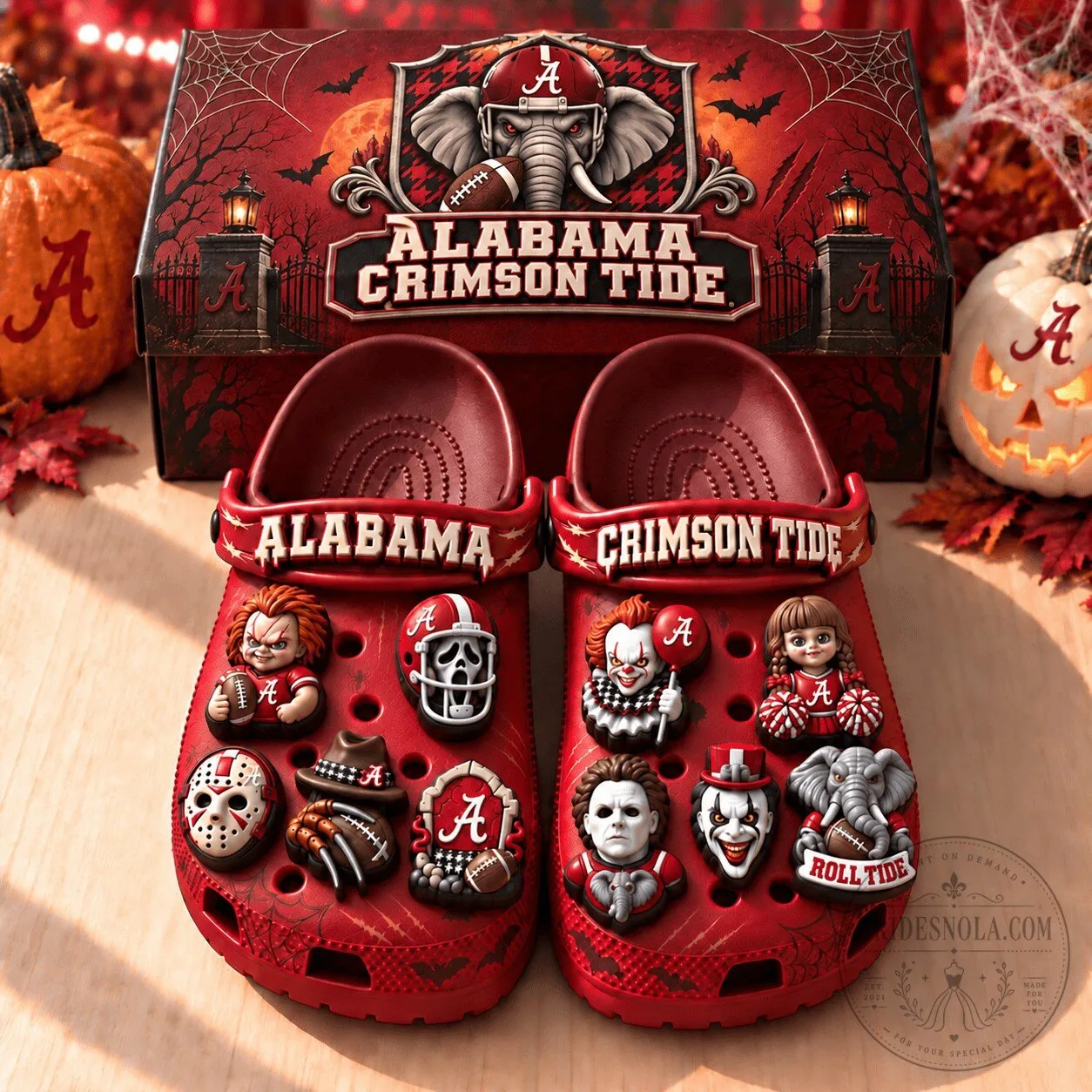 Alabama Crimson Tide Horror Movie Characters Halloween Crocs Shoes