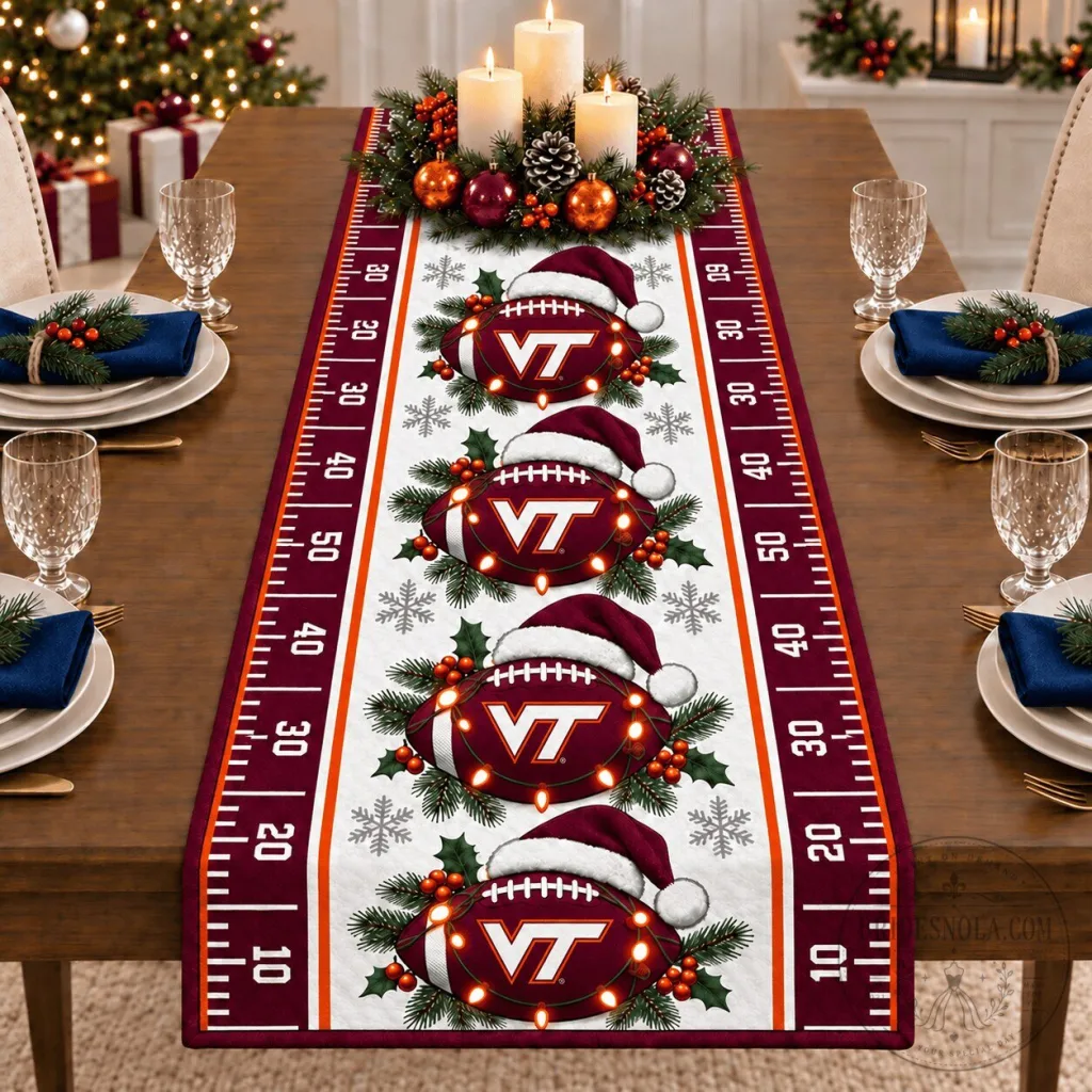 Virginia Tech Hokies Christmas Football Field Table Runner Virginia Tech Hokies Christmas Football Field Table Runner