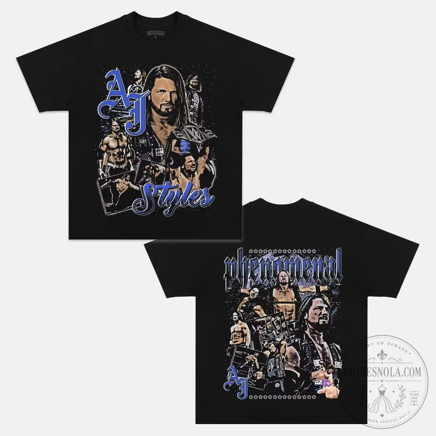 AJ Styles Phenomenal One Professional Wrestler Collage T-Shirt