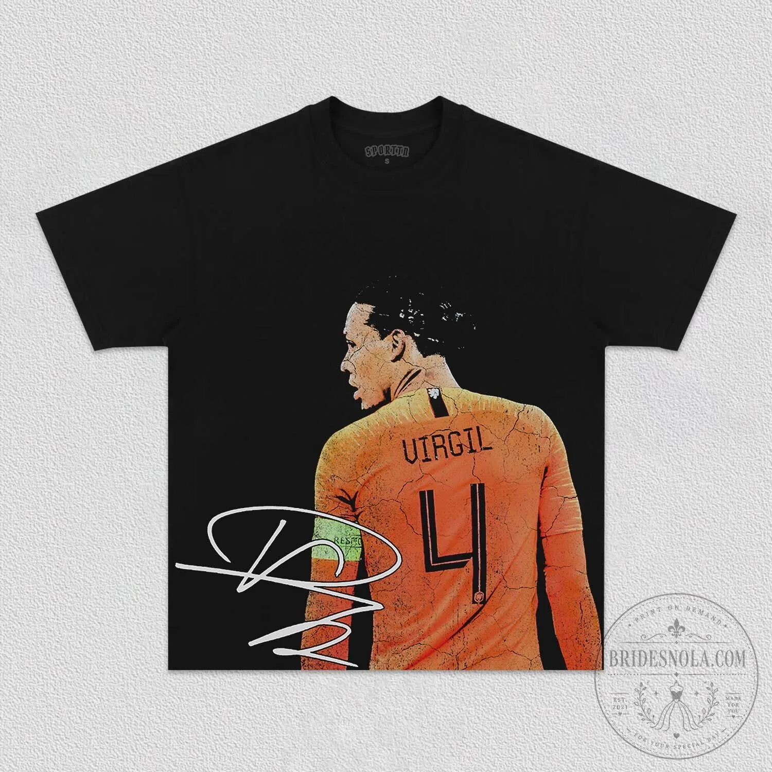 Virgil Van Dijk Netherlands Football Player Graphic Print Black T-Shirt