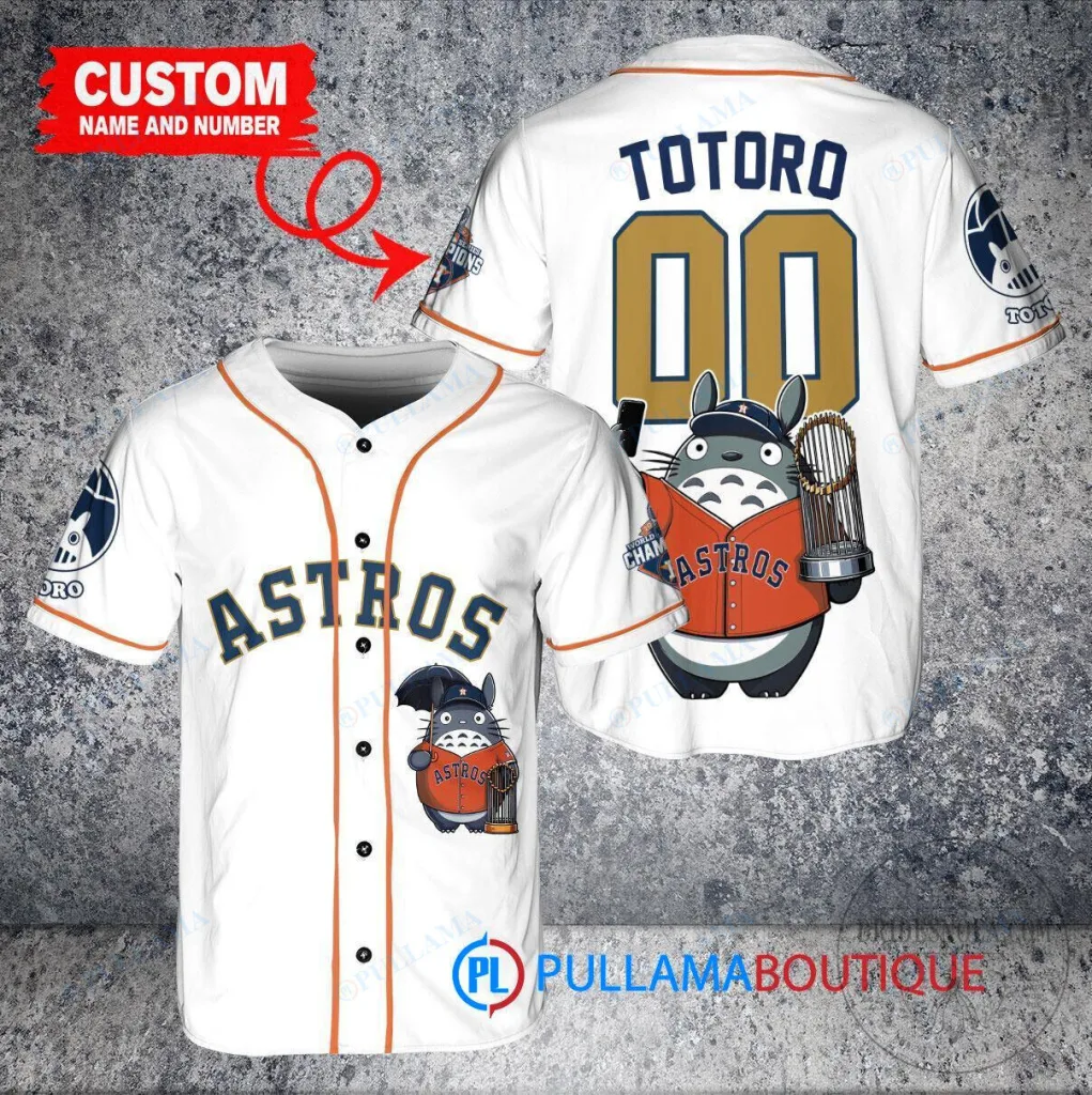 Houston Astros Baseball Totoro Studio Ghibli World Series Champions Baseball Jersey 18 Houston Astros Baseball Totoro Studio Ghibli World Series Champions Baseball Jersey
