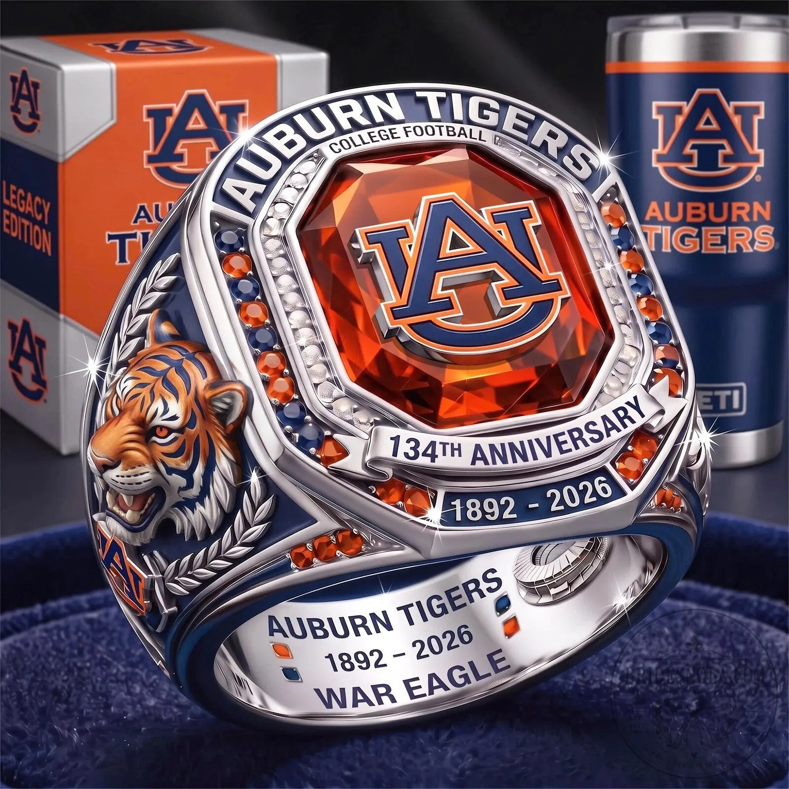 Auburn Tigers 134th Anniversary College Football Commemorative Ring