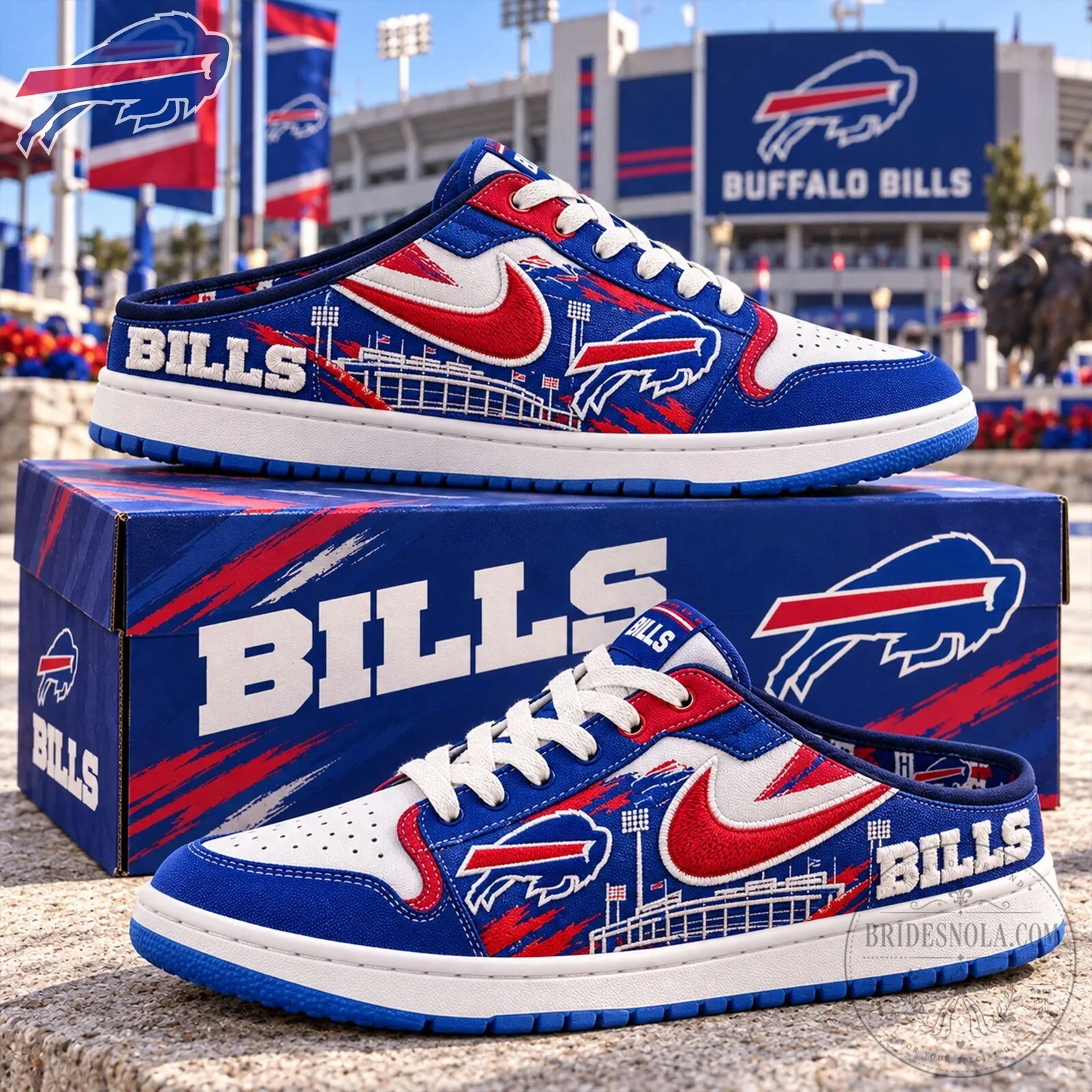 Buffalo Bills Team Logo White and Blue Low Top Canvas Shoes