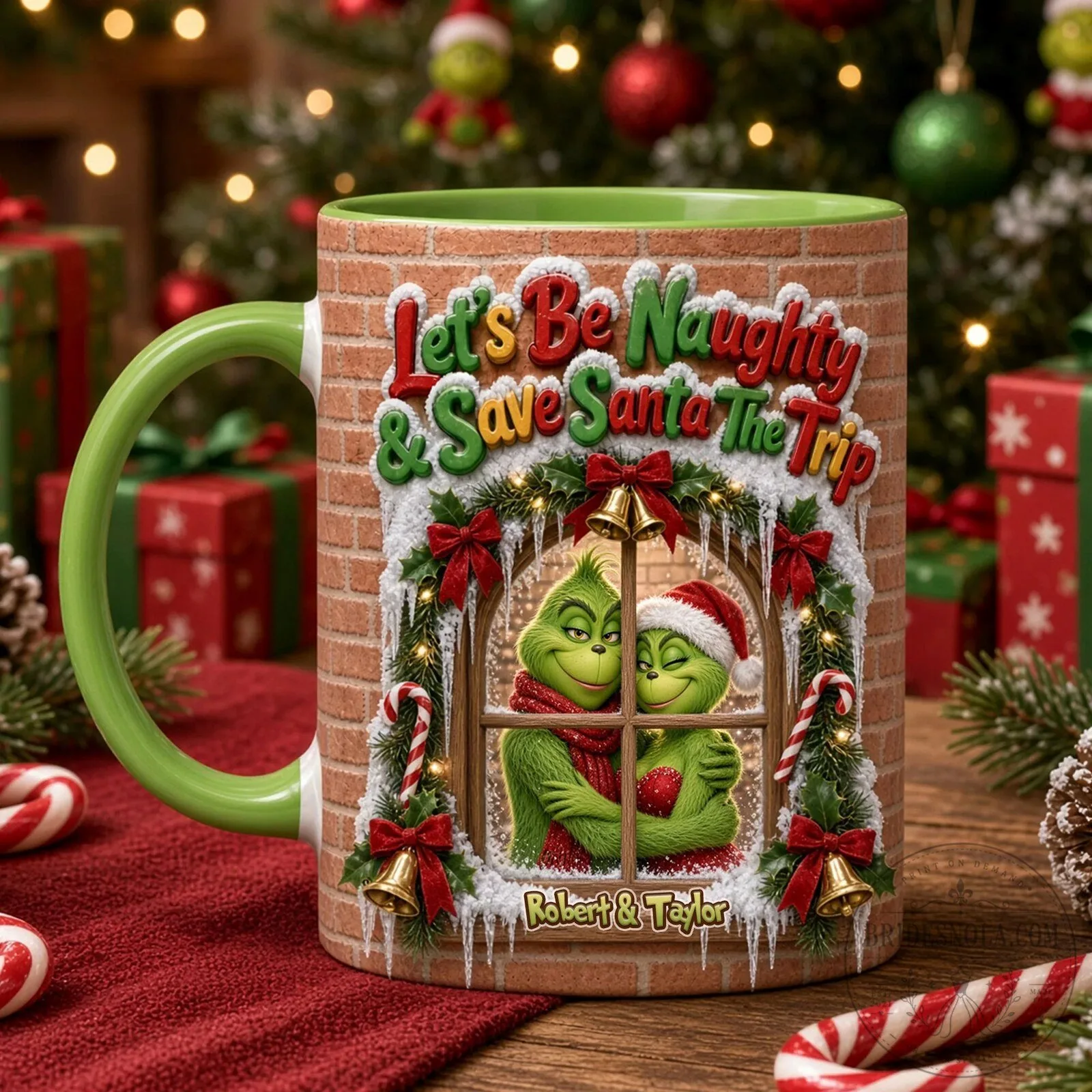 Grinch Let's Be Naughty And Save Santa The Trip Christmas Mug