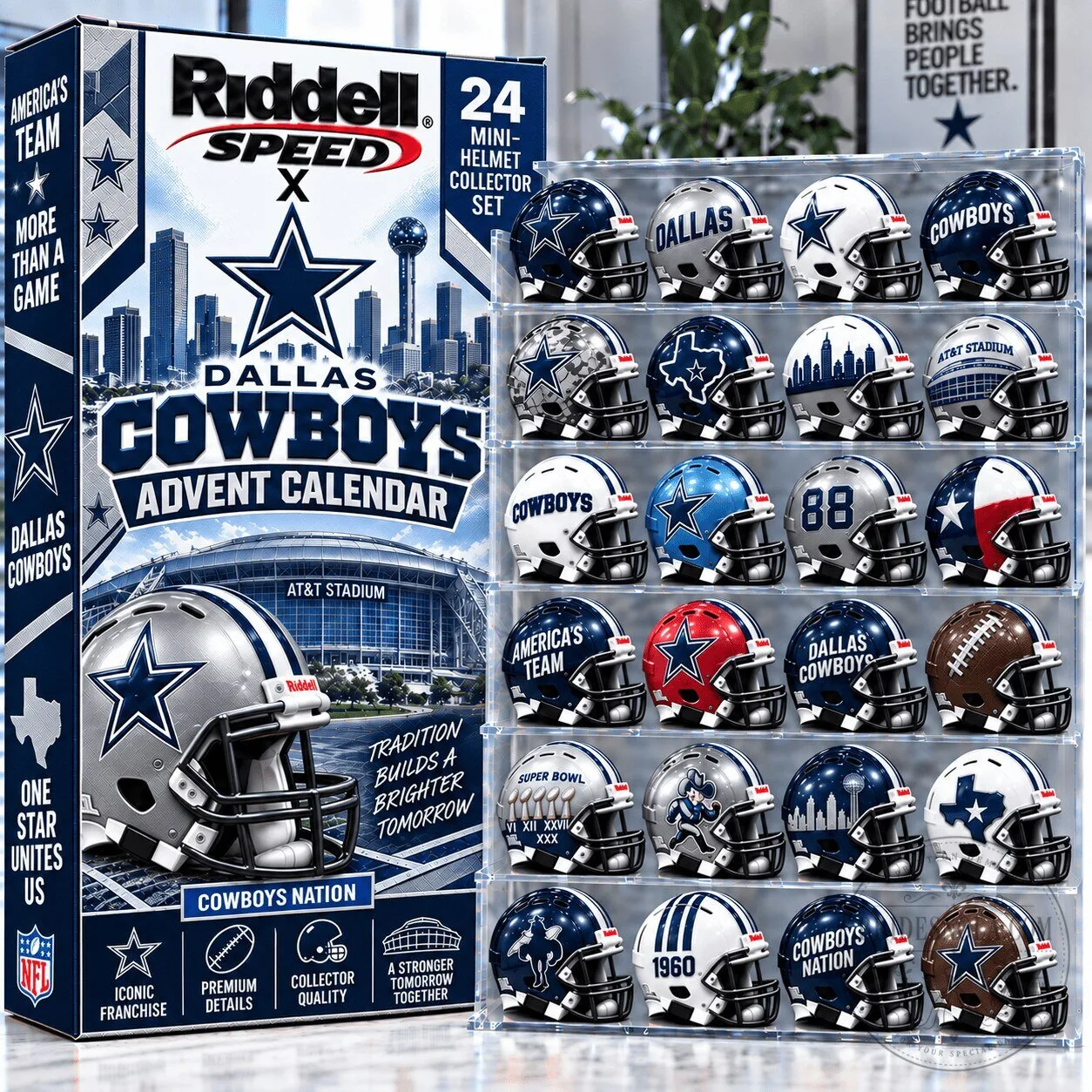 Dallas Cowboys NFL Mini Helmet Advent Calendar Collector Set