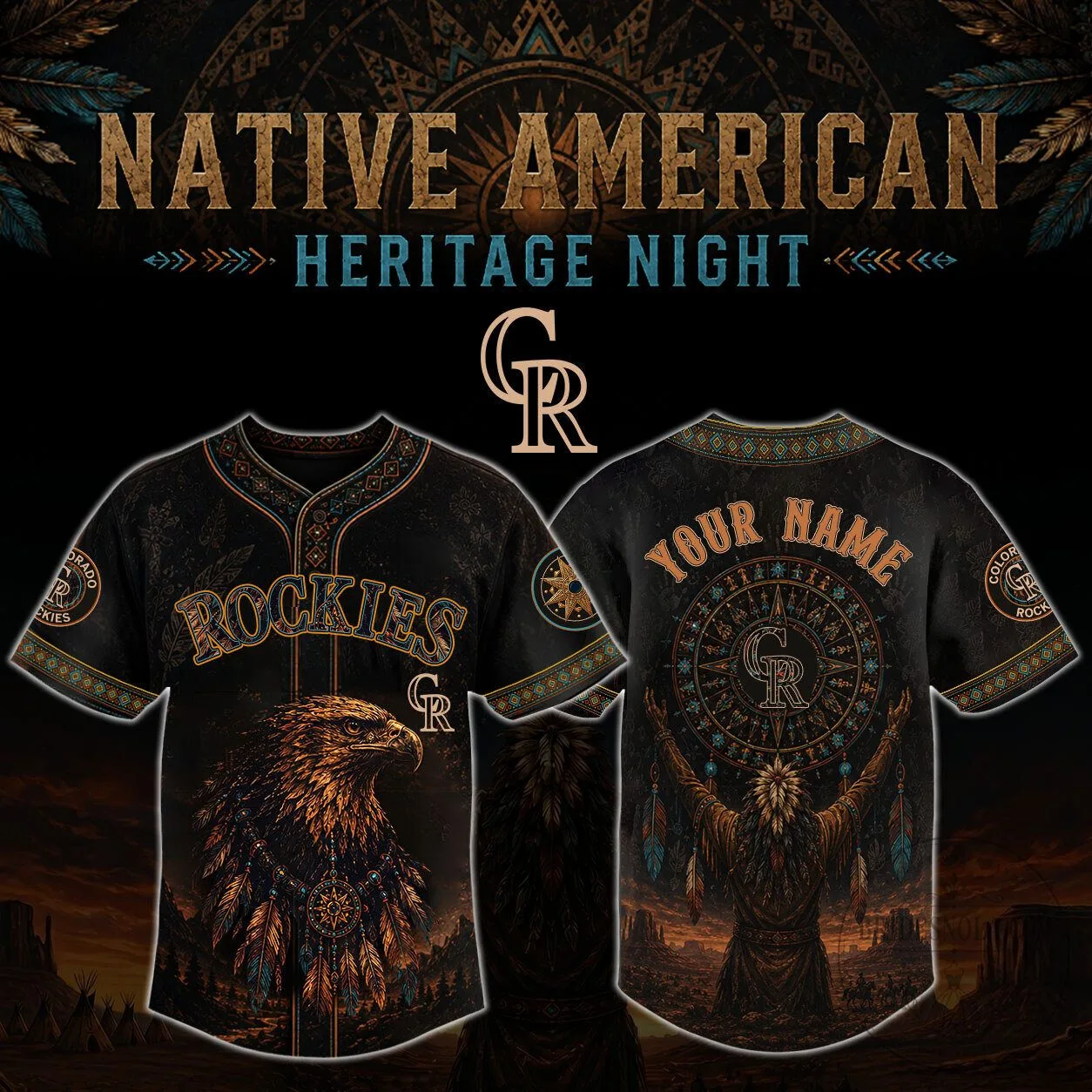 Colorado Rockies Baseball Native American Heritage Night Personalized Baseball Jersey