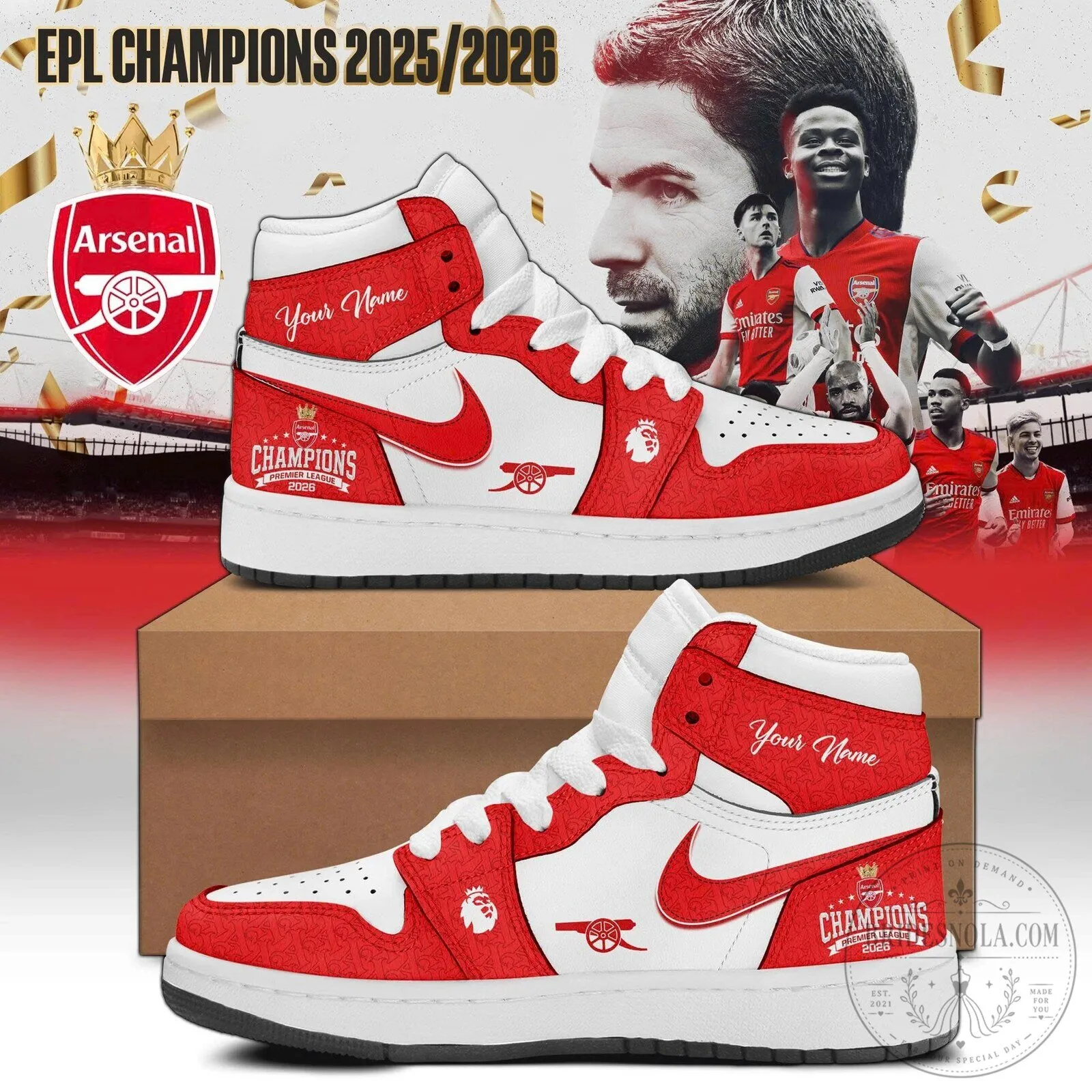 Arsenal Football Club Champions 2026 High Top Sneakers