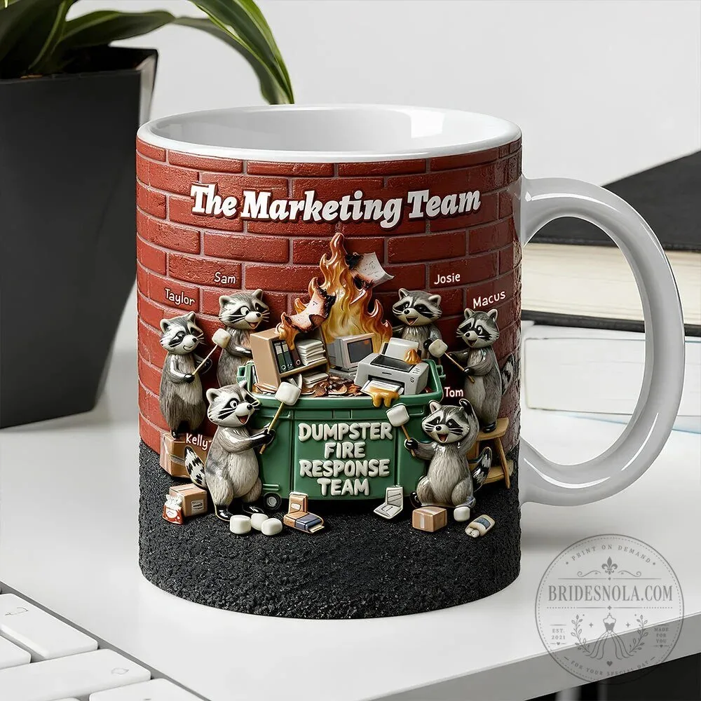 Personalized Raccoon Dumpster Fire Response Team Marketing Office Mug