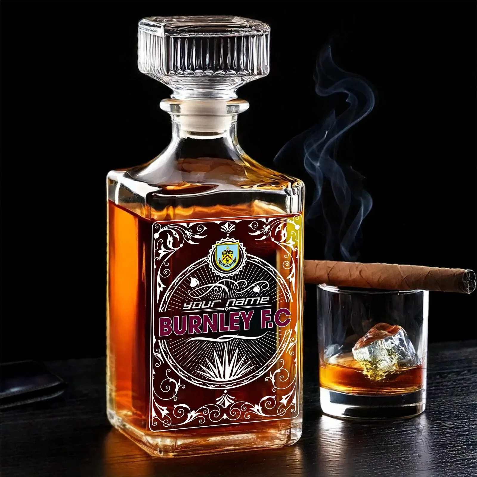 Burnley Football Club Personalized Whiskey Decanter with Custom Name