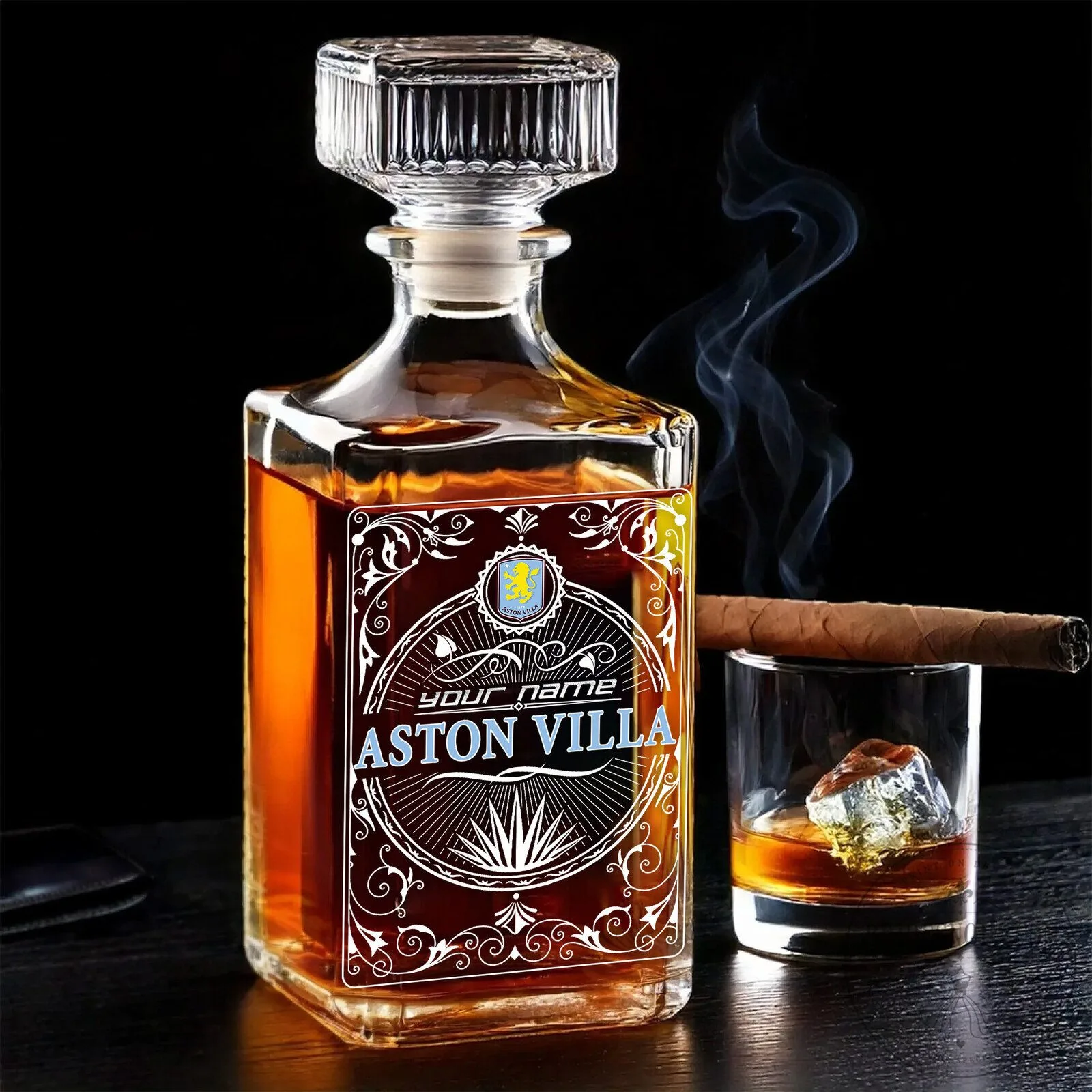 Aston Villa Football Club Personalized Whiskey Decanter