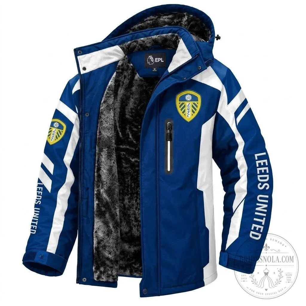 Leeds United Football Club English Premier League Waterproof Winter Parka Jacket
