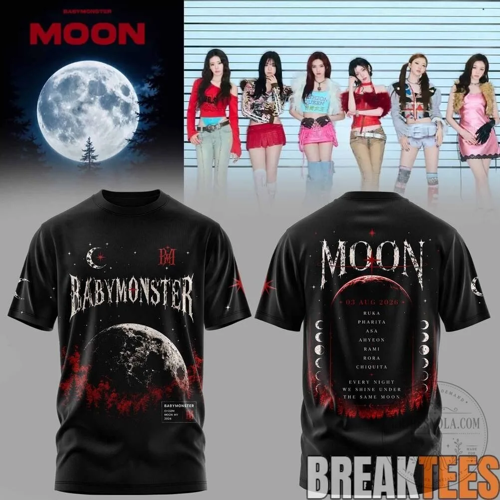 BABYMONSTER Moon Eclipse K-Pop Music Band T-Shirt 12 BABYMONSTER Moon Eclipse K-Pop Music Band T-Shirt