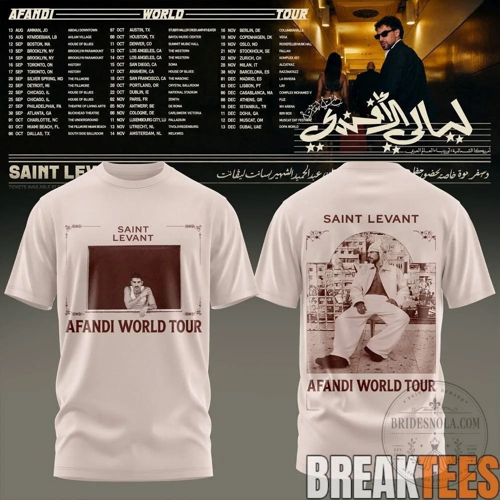 Saint Levant Afandi World Tour 2023 Concert Dates Schedule T-Shirt