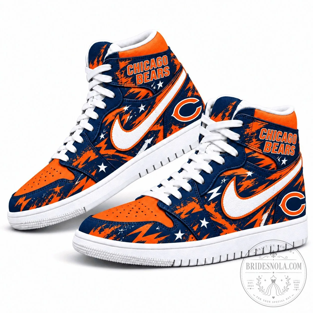 Chicago Bears Graffiti Style High-Top Sneakers for Men and Women