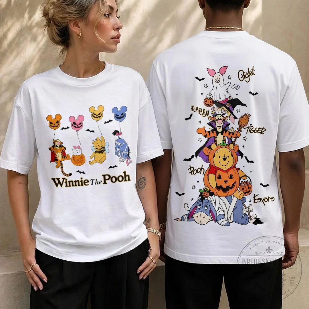 Winnie The Pooh Halloween Characters Balloon White T-Shirt