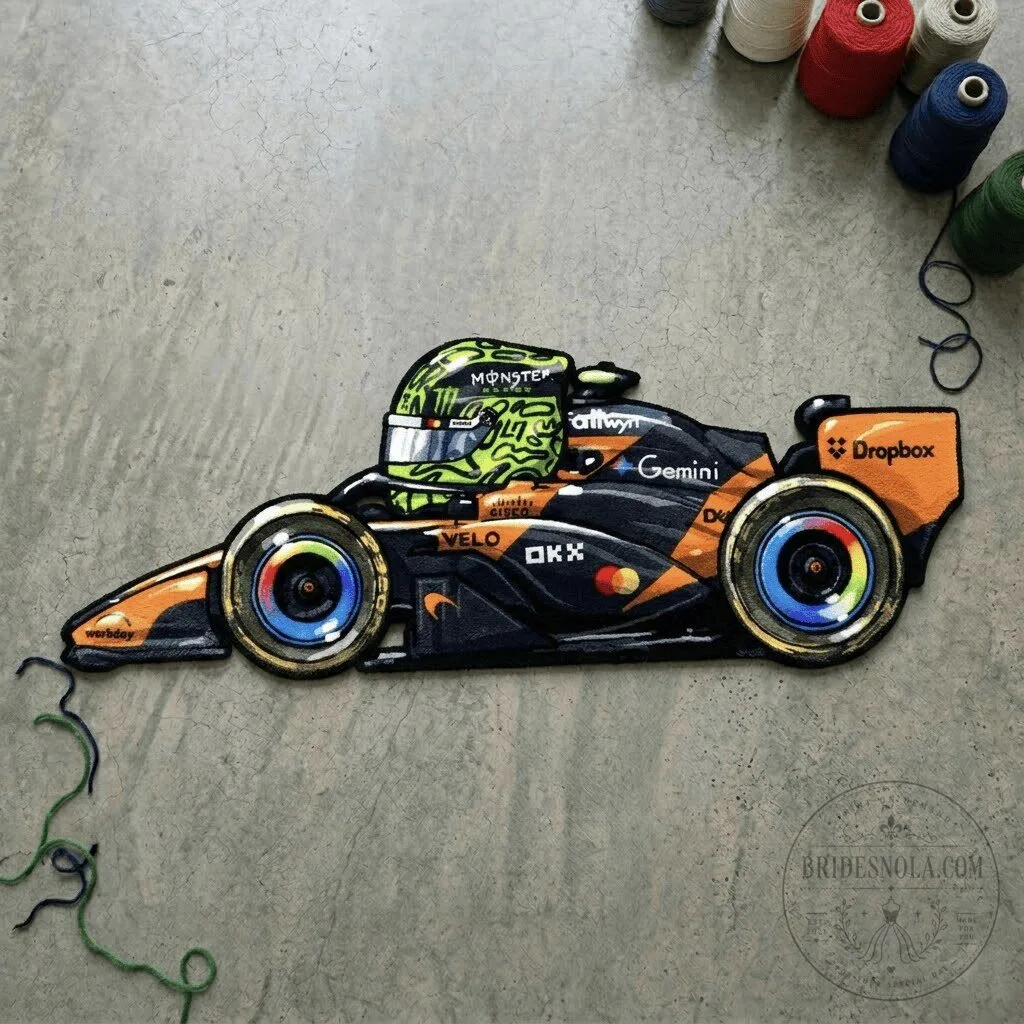 Lando Norris McLaren Formula 1 Racing Car Tufted Rug