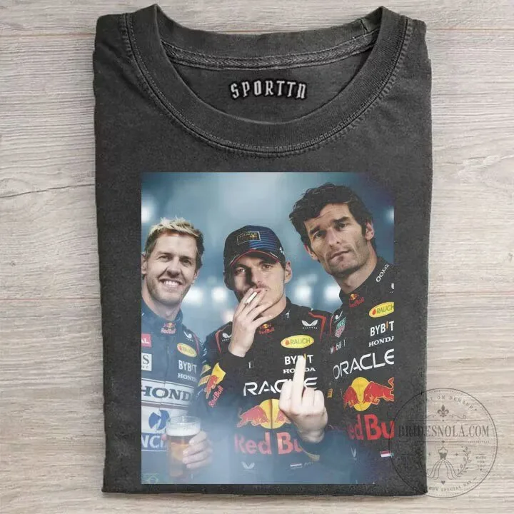 Sebastian Vettel and Mark Webber T-Shirt - Max Verstappen F1 Red Bull Racing Apparel