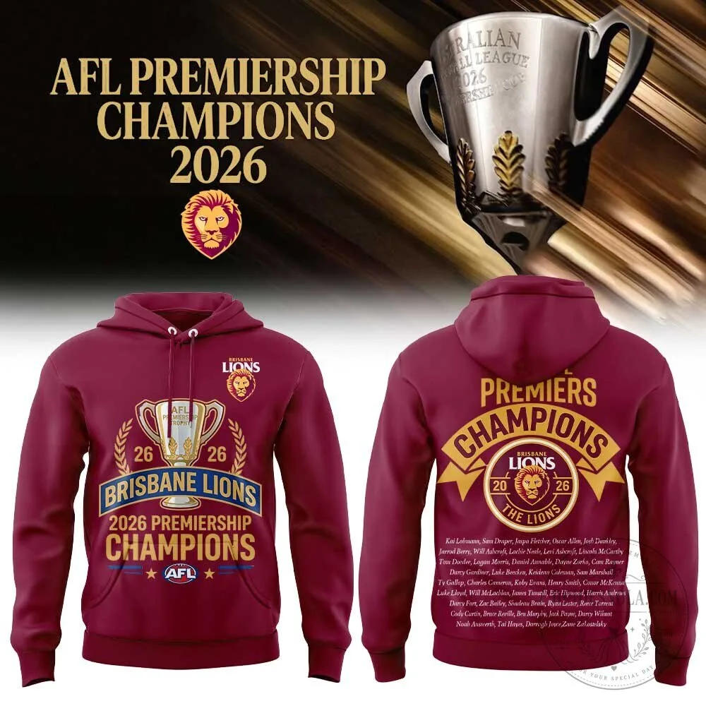 Brisbane Lions AFL 2026 Premiership Champions Maroon Hoodie