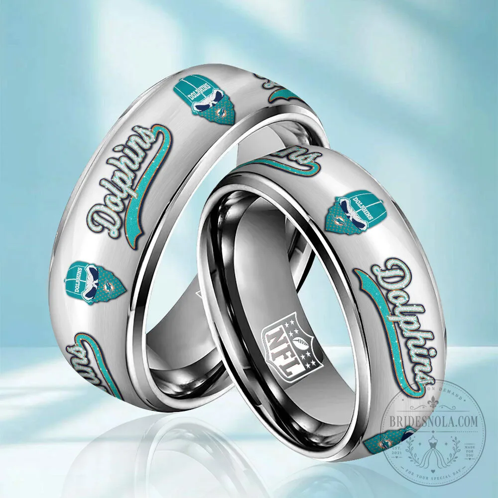 Miami Dolphins NFL Football Team Logo Stainless Steel Ring