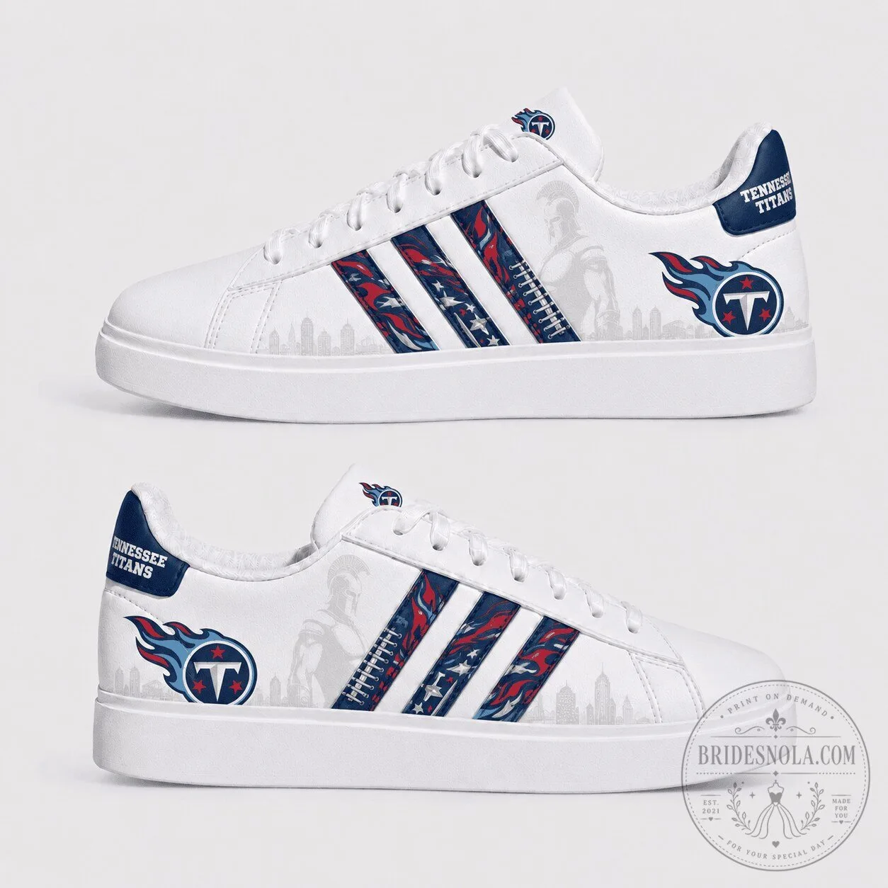 Tennessee Titans NFL Football Team Logo White Custom Designed Sneakers
