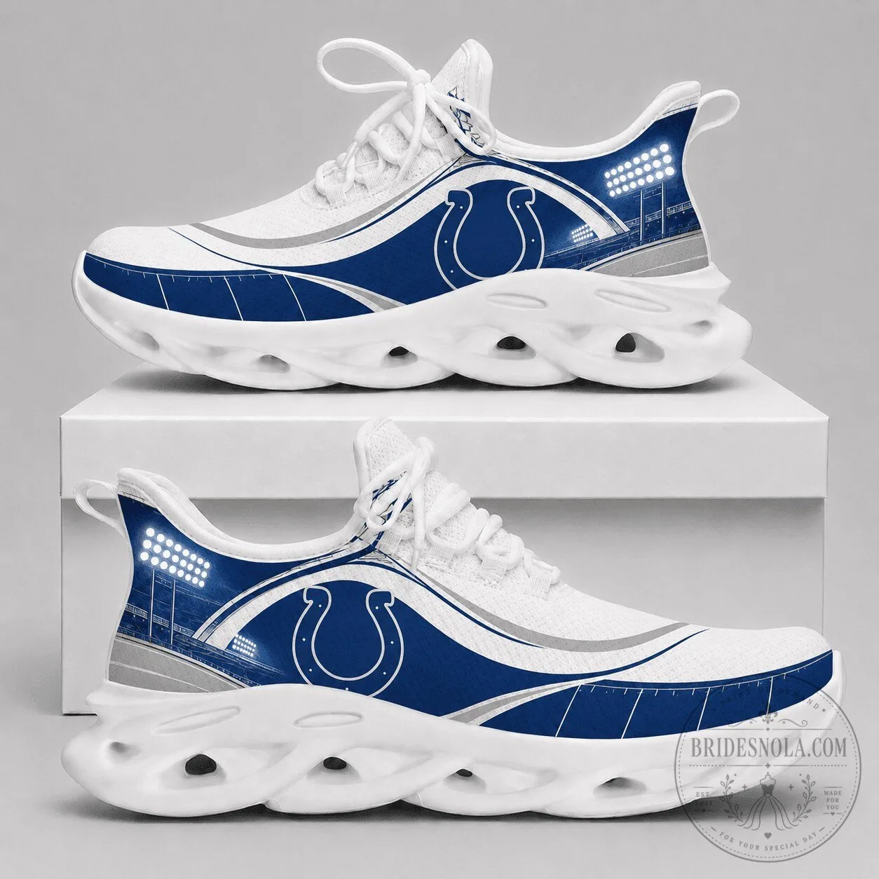 Indianapolis Colts NFL Team Logo White Blue Chunky Sneakers