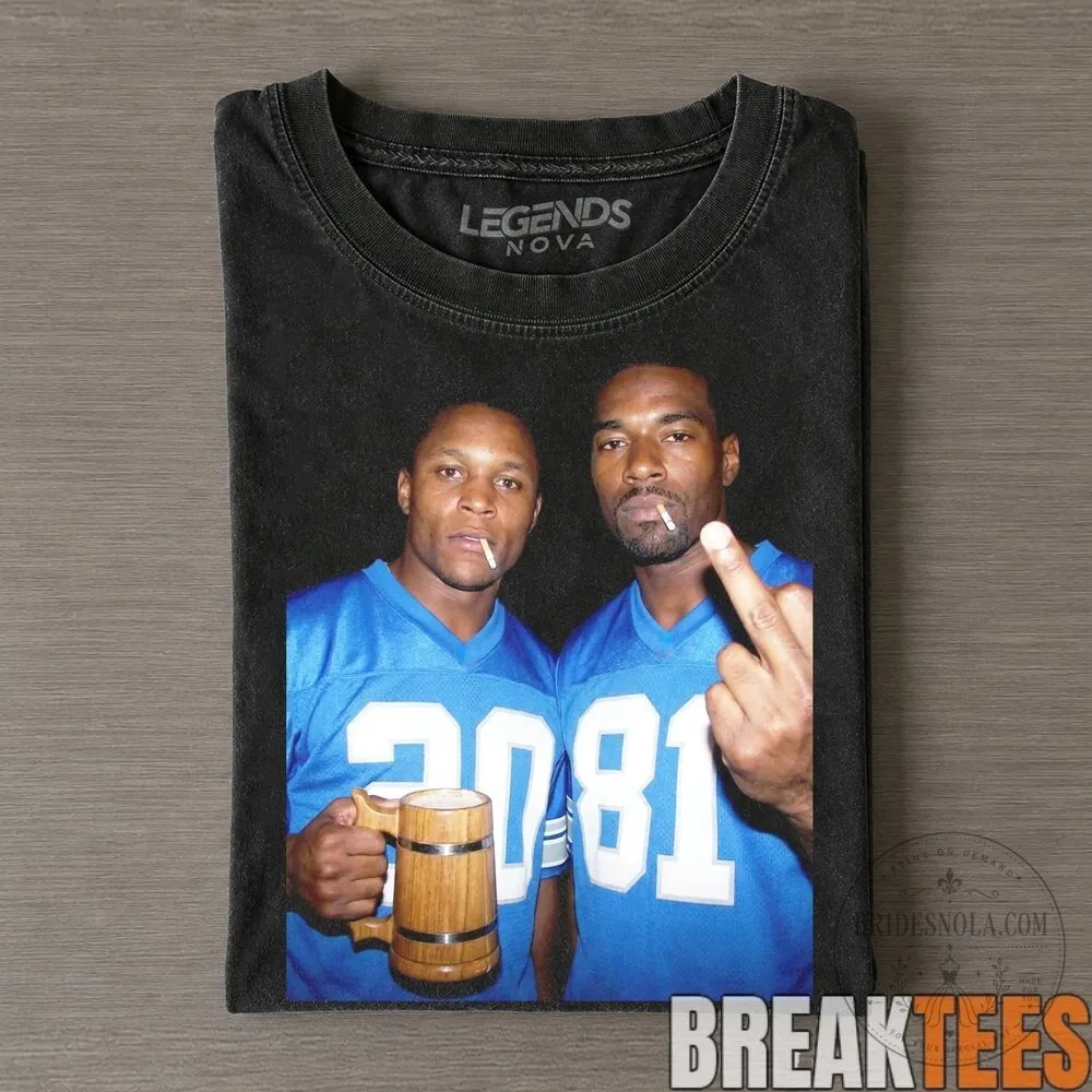 Detroit Lions Barry Sanders Calvin Johnson Middle Finger Football T-Shirt