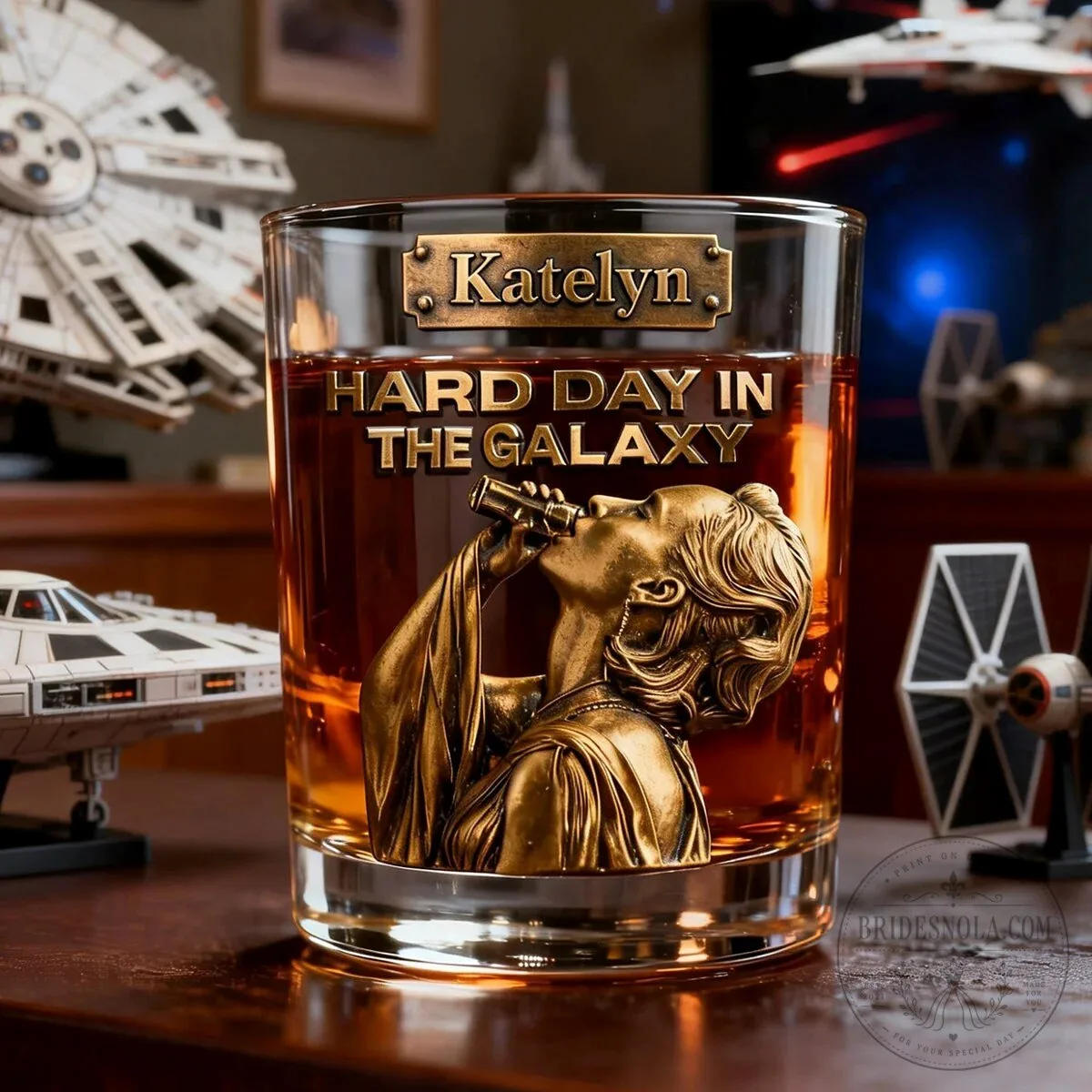 Personalized Hard Day In The Galaxy Whiskey Glass