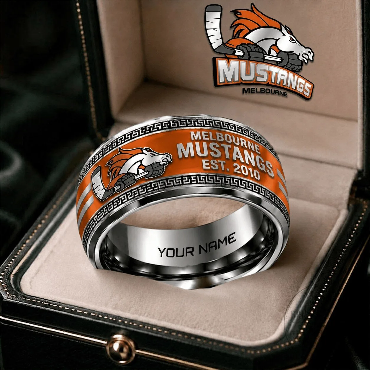 Melbourne Mustangs Ice Hockey Team Personalized Engraved Ring