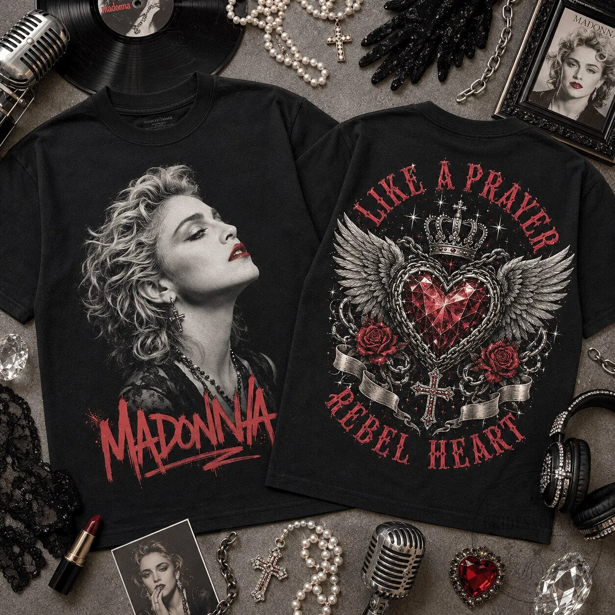Madonna Like A Prayer Rebel Heart Two-Sided Graphic T-Shirt