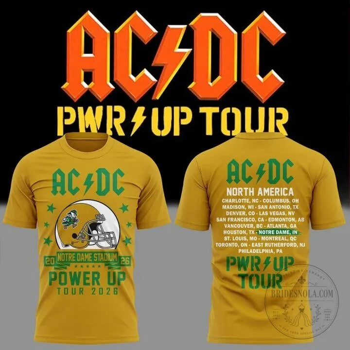 AC/DC Power Up Tour 2026 Concert T-Shirt for Notre Dame Football