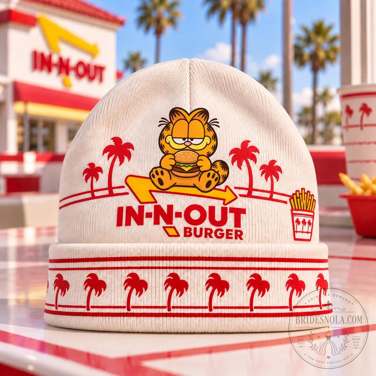 Garfield In-N-Out Burger Funny Food Lover Beanie Hat